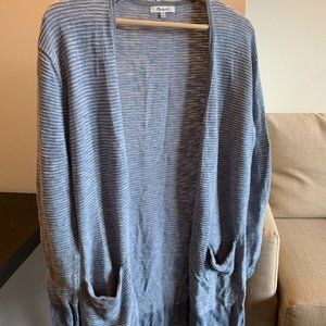 Madewell Blue White Stripe Mid-Length Cardigan